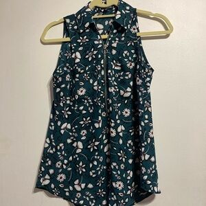 Express green floral Sleeveless Blouse